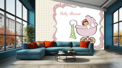 baby girl announcement card Wall mural