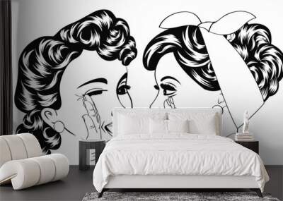 pop art retro women in comics style that gossip Wall mural