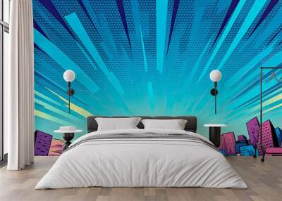 a blue comic style like background for copy space Wall mural