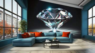 ai midjourney illustration of a glittering shiny diamond against black background Wall mural