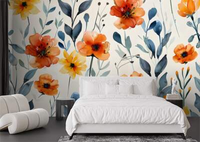 Seamless flower pattern, continuous background Wall mural