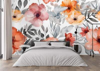 Seamless flower pattern, continuous background Wall mural