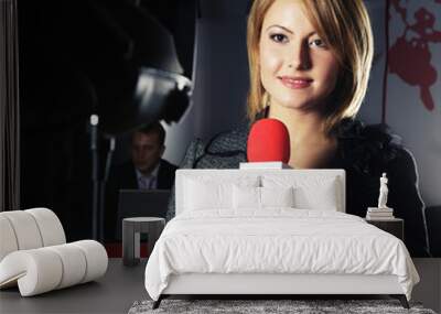 television news reporter in live transmission Wall mural