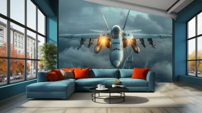 the introduction of digital radar interfaces on military aircraft as part of aviation technology advancements.image illustration Wall mural