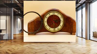 Old italian wooden table clock. Vintage classic clock. Wall mural