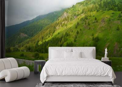 Mountain landscape along the road to Passo Giau, Dolomites, Veneto, Italy Wall mural