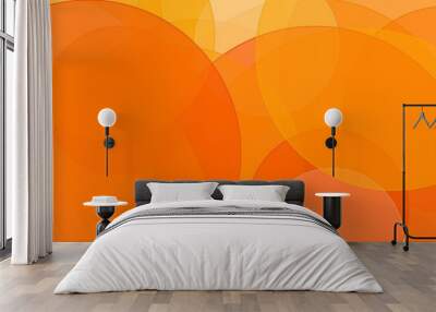 Abstract orange circles with white background Wall mural