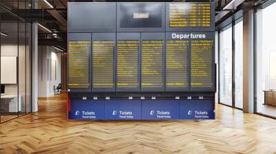 Arrivals and departures timetable at Liverpool Station Wall mural