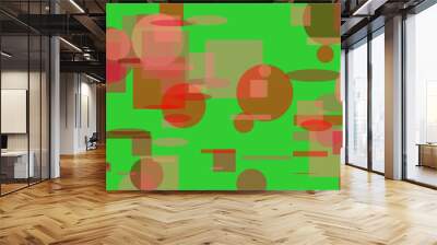 red shapes over lime green background Wall mural