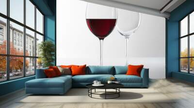 two glasses of red wine on white background Wall mural