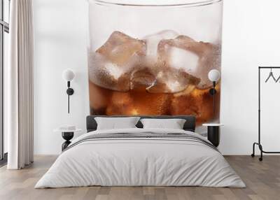 whiskey with ice in a glass on white background Wall mural