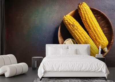 corn on the cob salted with butter Wall mural