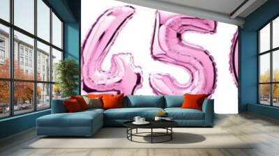 Pink numbers balloon isolated on a white background Wall mural