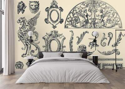 hand drawn vector retro ornaments Wall mural