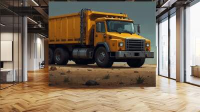 8-bit pixel art dump truck for gaming. Wall mural