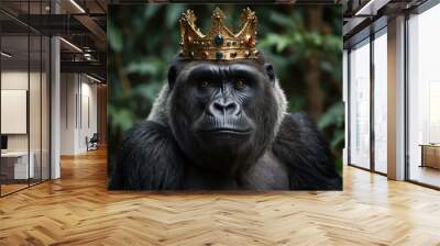 Gorilla wearing a crown Wall mural