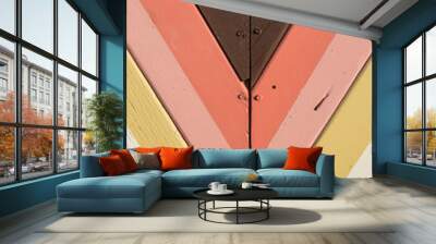 diagonal colorful wooden stripes forming a arrow Wall mural