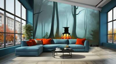 chimenea del bosque Wall mural