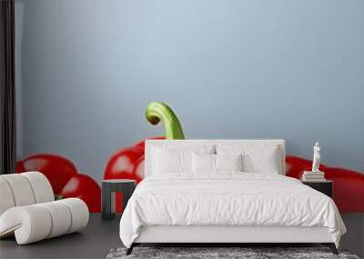 Red bell peppers on a gray background, empty copy space, Vertical format 2:3 Wall mural