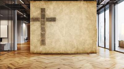 christian cross on parchment Wall mural