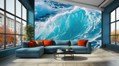 ocean waves background in the blue tropical sea Wall mural