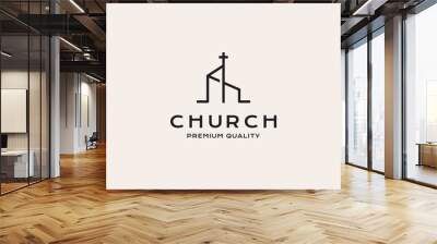 christian cross church hipster vintage logo vector icon illustration Wall mural