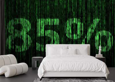 Percentage showing up with green and black matrix background Wall mural