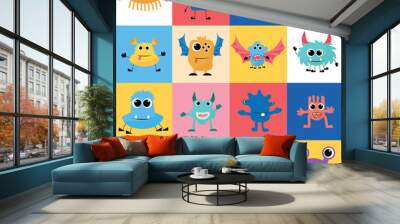 Big set of colorful Halloween monsters isolated on color background. Vector illustraiton. Wall mural