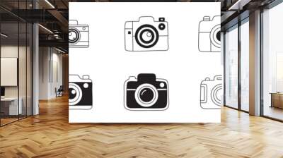 Collection of camera silhouette in doodle style. Camera icons set. Hand drawn vector art. Wall mural