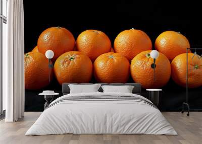 tangerines on black background Wall mural