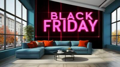 Black friday neon sign black background Wall mural