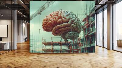 brain being built artificial intelligence data architecture AI smart architecture Wall mural