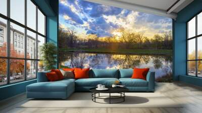 pond sunset 2 Wall mural