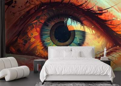 A Close Up Of A Colorful Eye With A Black Circle In The Center Savanna Photorealism Vision Generative AI  Wall mural