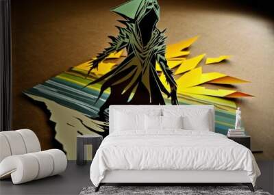 A Paper Cut Of A Person Standing On A Beach With A Surfboard River Delta Paper Cutting Graphic Desig Wall mural