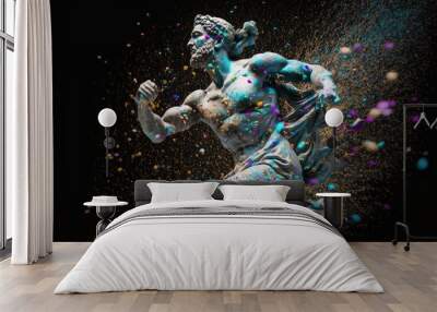 A statue of a man with sprinkles of paint on it's body octane renderer a marble sculpture neoclassicism Wall mural