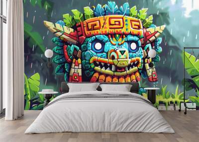 Tolteca god Xochipilli (The god of art, games, beauty, dance, flowers, and song) Wall mural