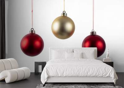 Red and gold christmas tree decoration baubles Wall mural