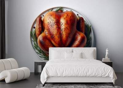 Roasted turkey on white background Wall mural