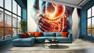 Stomach close up, concept of healthy digestion and digestive system Wall mural