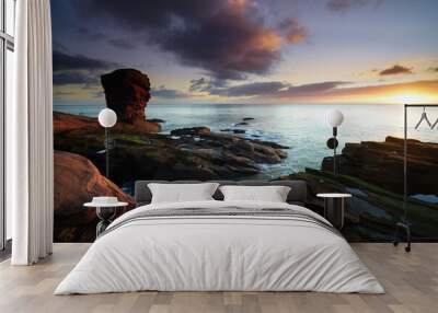 Sunrise view of the coastline at Arbroath, Angus Scotland.  Wall mural