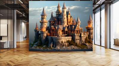 3d illustration fairy tale castle building Wall mural