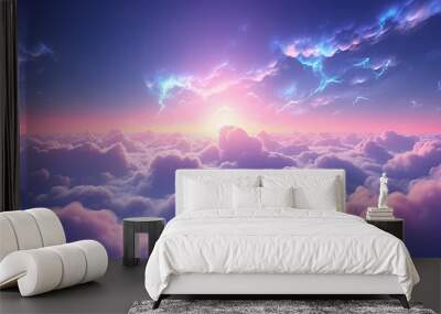 3d render, abstract fantasy background of colorful sky with neon clouds
 Wall mural