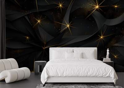 Abstract black and gold star shape background 
 Wall mural