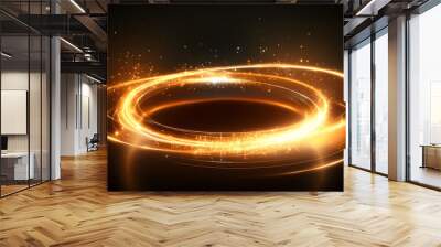 Abstract golden ring with light lines background 
 Wall mural