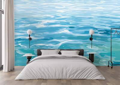 Background illustration of clear blue water surface on a summer day Wall mural