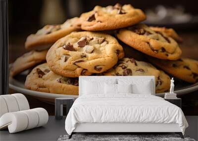 chocolate chip cookies on plate
 Wall mural