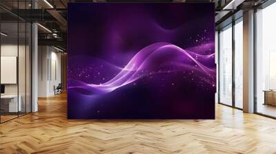 Digital purple particles wave and light abstract background with shining dots stars. 
 Wall mural