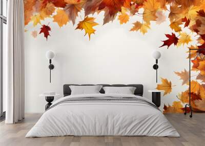 frame from autum colored fall leaves in the wind. overlay texture with copy space 
 Wall mural