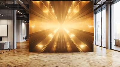 Golden light rays effect with geometric shapes 
 Wall mural